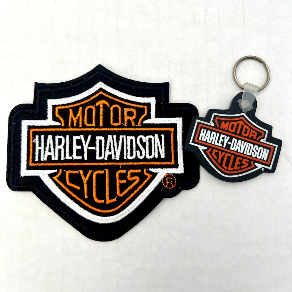Harley-Davidson Bar & Shield Patch 4.5"x4.1" & Keychain Set Excellent